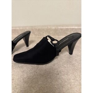 Studio Works Black Strappy Slip‑On‎ Heels Women's US 8 Pointed/Square Toe